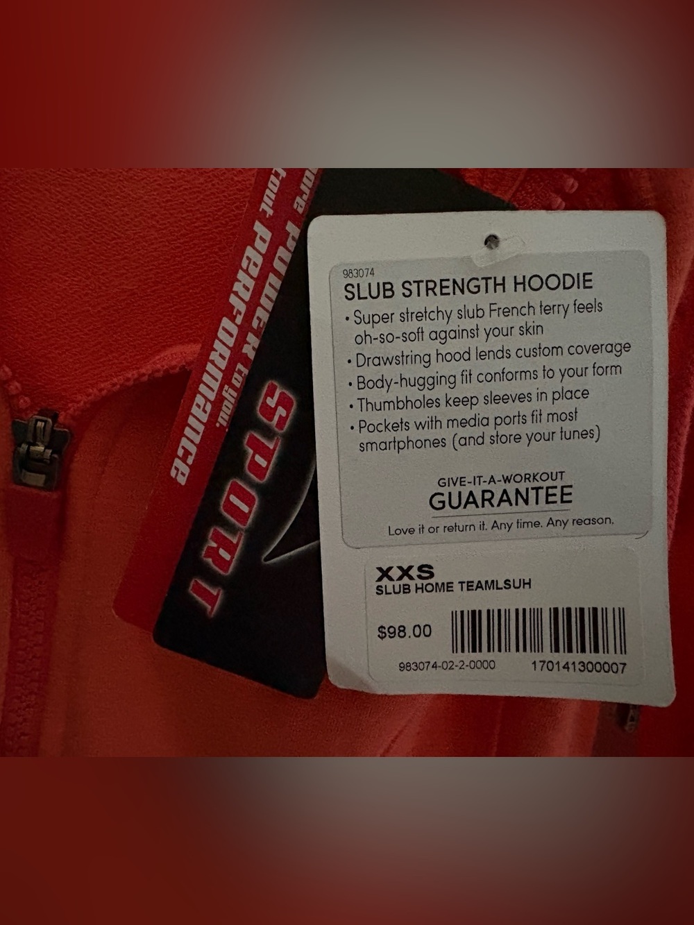 NWT Athleta Coral Orange Slub Strength Zip Hoodie for Women - Picture 4 of 5